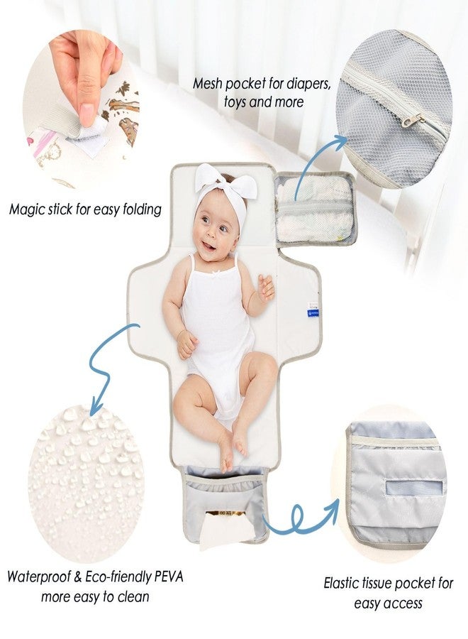 XIGUA Portable Changing Pad for Baby - Cute Rodeo Cowgirl Waterproof Diaper Changing Mat Travel Changing Pad with Built-in Pillow - Shower Gift for Baby - Image 3